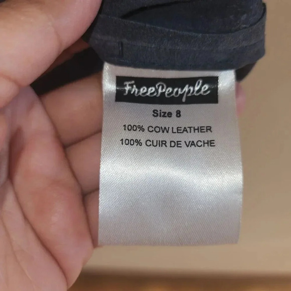 New $228 Free People Women's Blue Mini Dress 100% Cow Leather Button Dow… - Picture 6 of 9